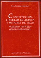 Portada del Libro Constitucion, Libertad Religiosa Y Minoria De Edad