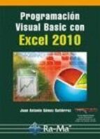Portada del Libro Programación Visual Basic Con Excel 2010