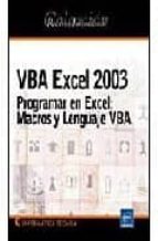 Portada del Libro Vba Excel 2003: Programar En Excel. Macros Y Lenguaje Vba
